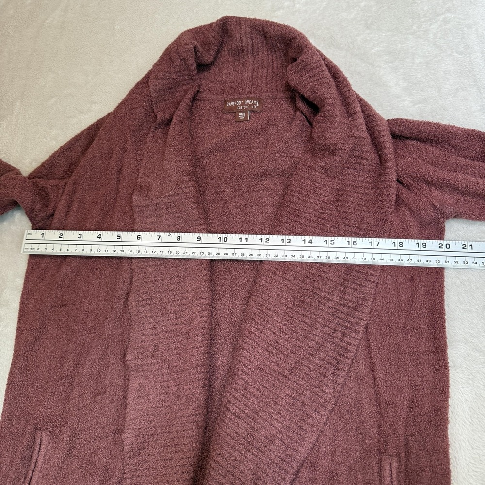 Barefoot Dreams Cardigan Sweater Womens XS/S Berry CozyChic Lite Knit Open - Picture 9 of 12